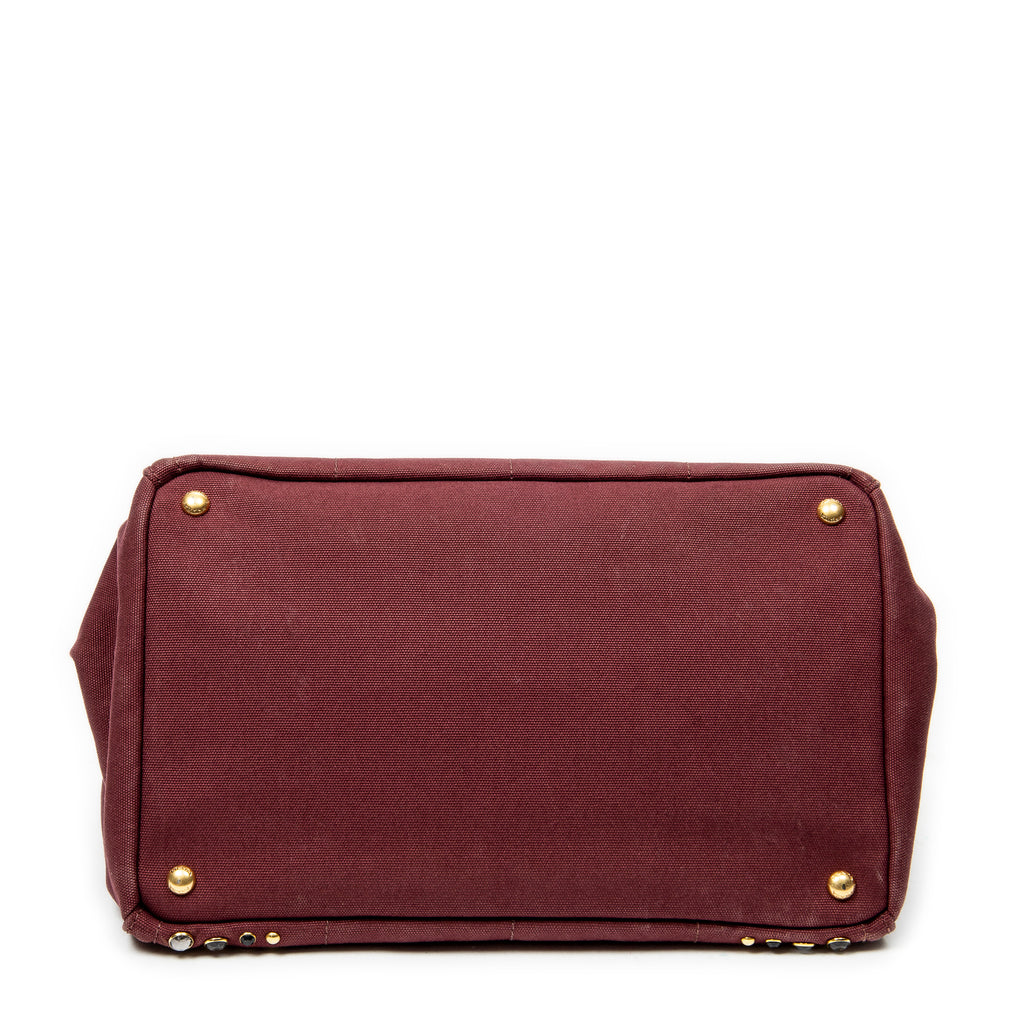 Prada - Cabas Canapa moyen orné de strass - Bordeaux