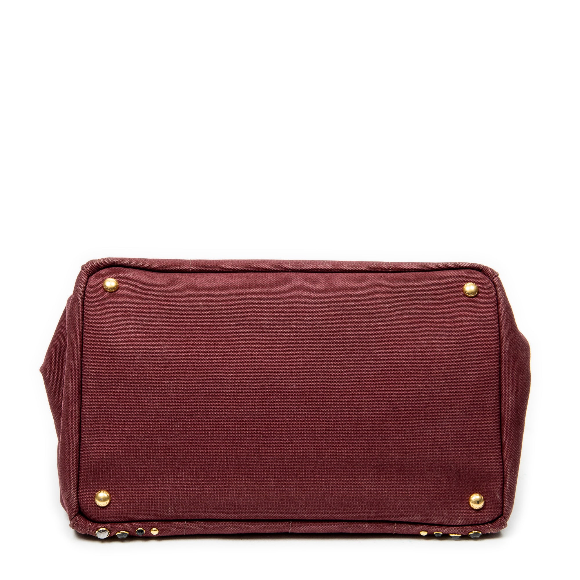 Prada - Cabas Canapa moyen orné de strass - Bordeaux