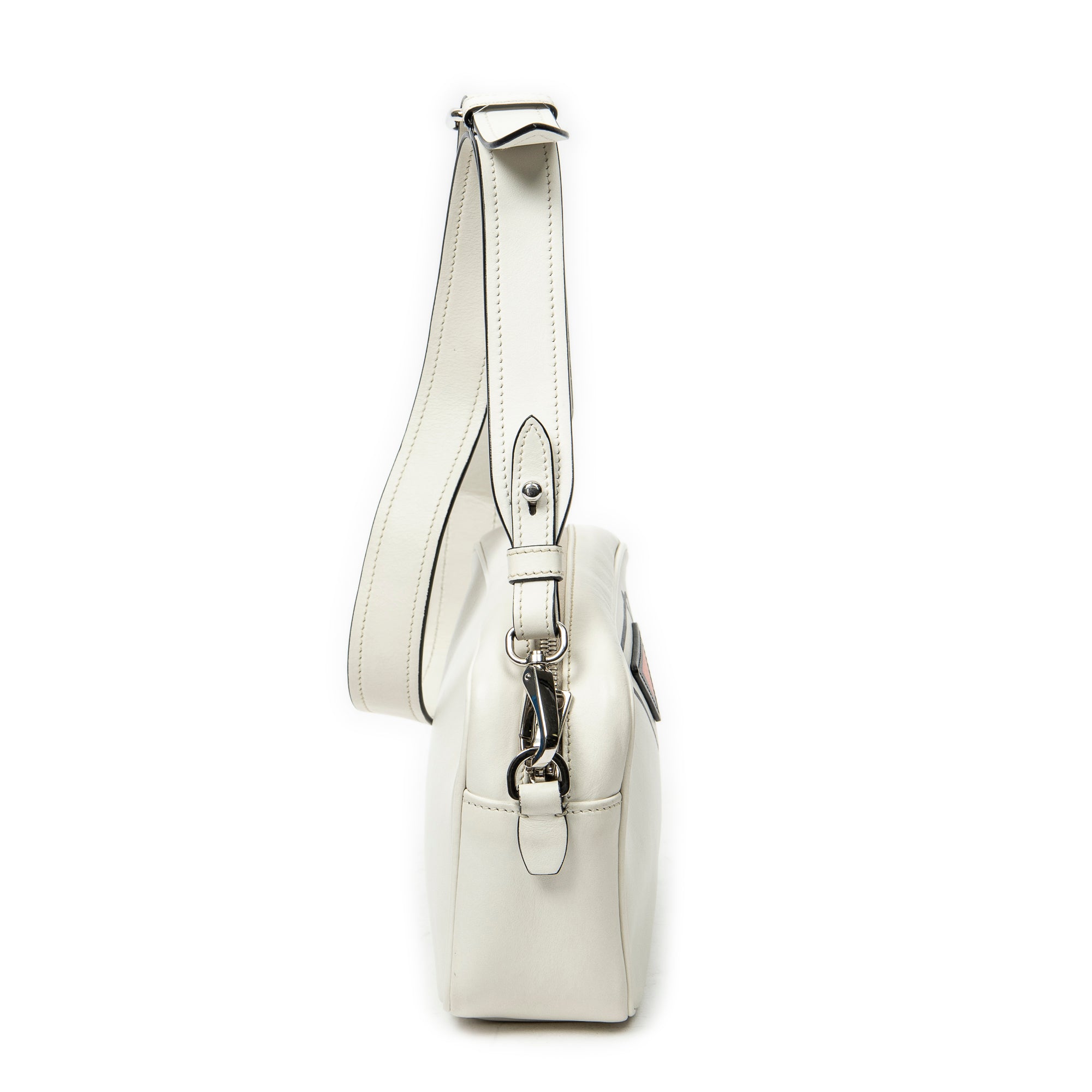 Bolso de Hombro Estampado de Mono Bolso para Cámara Piel de Becerro Color Marfil