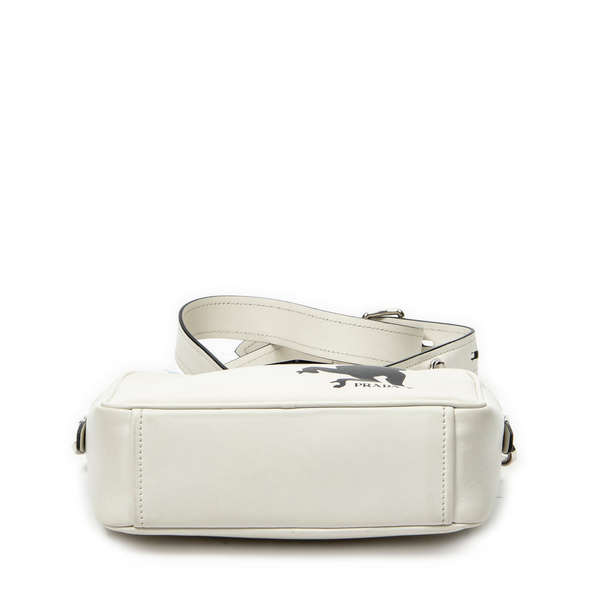 Bolso de Hombro Estampado de Mono Bolso para Cámara Piel de Becerro Color Marfil
