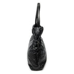 Shoulder Bag Drawstring Shopping Tote Black Nappa Antique Leather