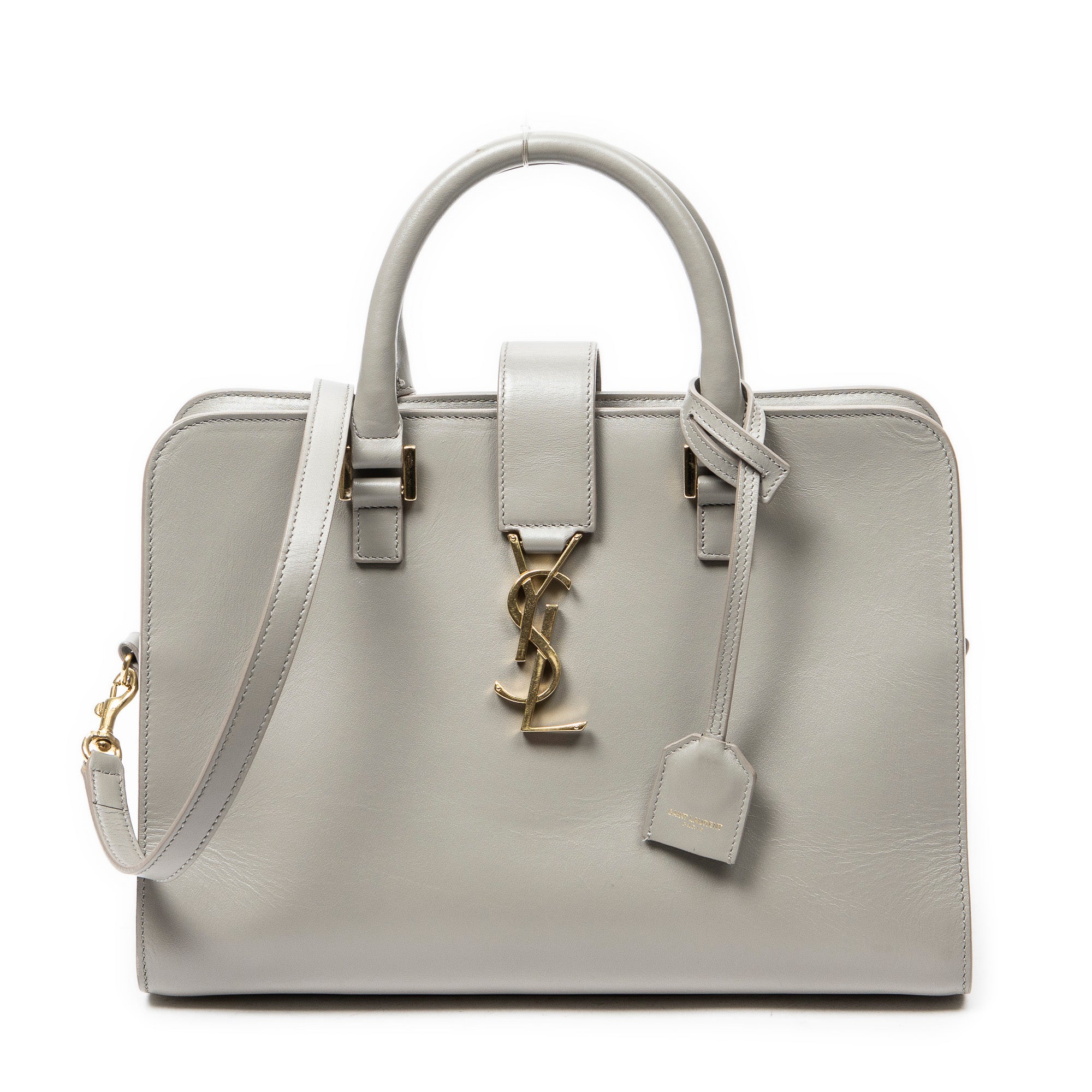 Shoulder Bag Small Monogram Cabas Gray Calfskin Leather