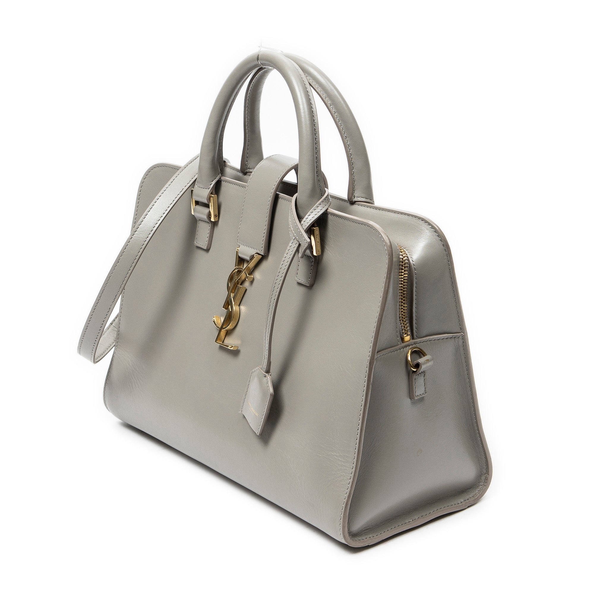 Shoulder Bag Small Monogram Cabas Gray Calfskin Leather