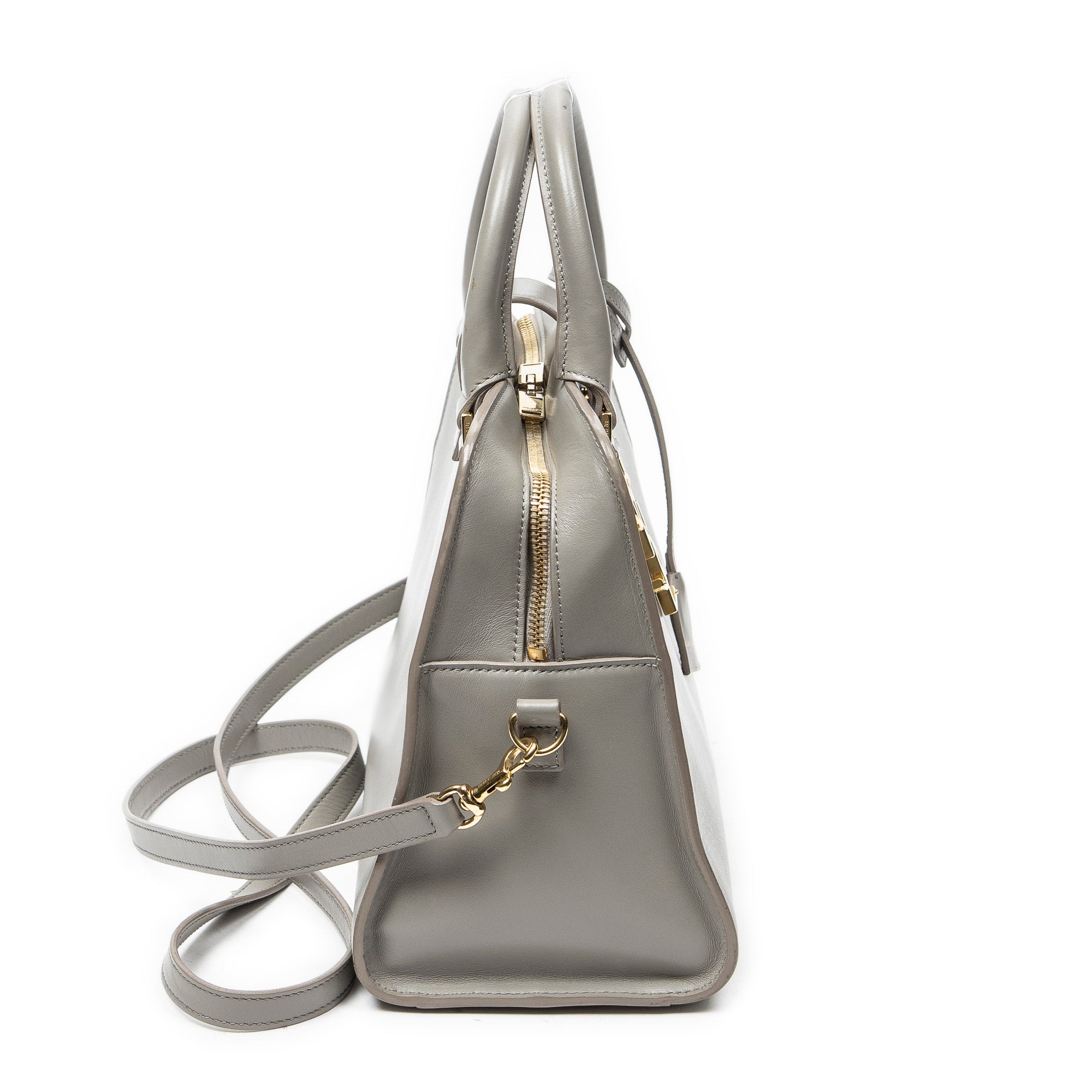 Shoulder Bag Small Monogram Cabas Gray Calfskin Leather