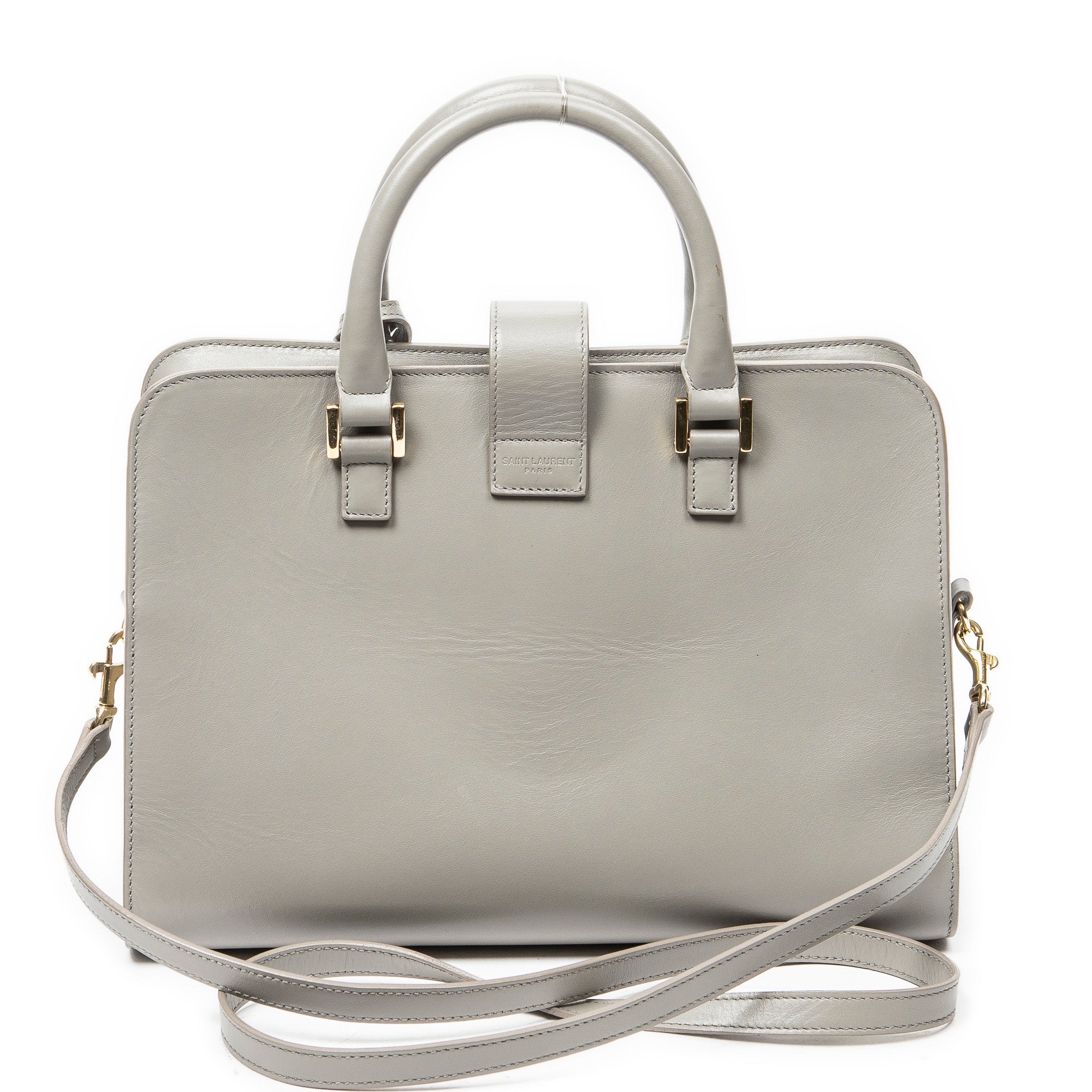 Shoulder Bag Small Monogram Cabas Gray Calfskin Leather
