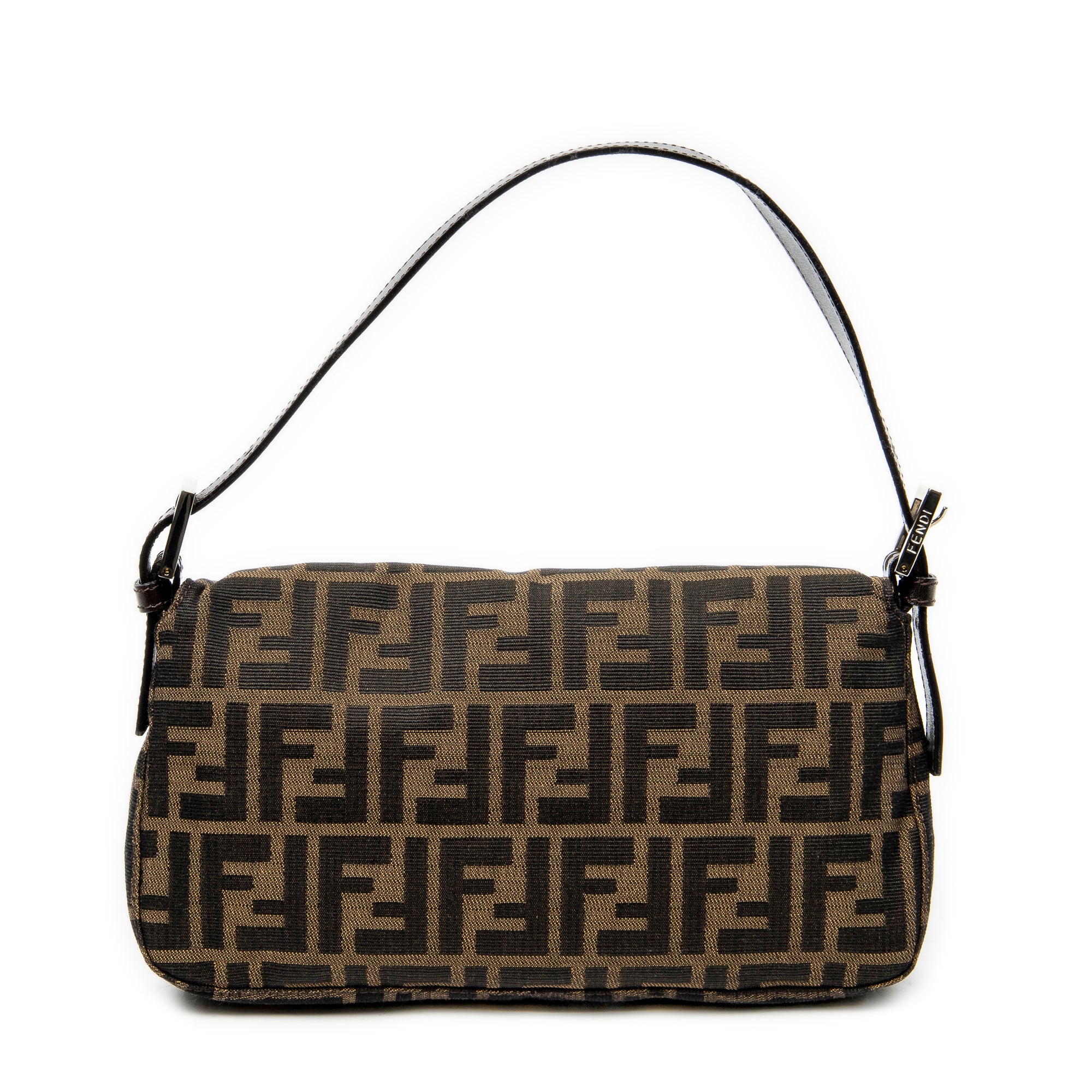 Bolso de Hombro Baguette de Lona Zucca Marrón