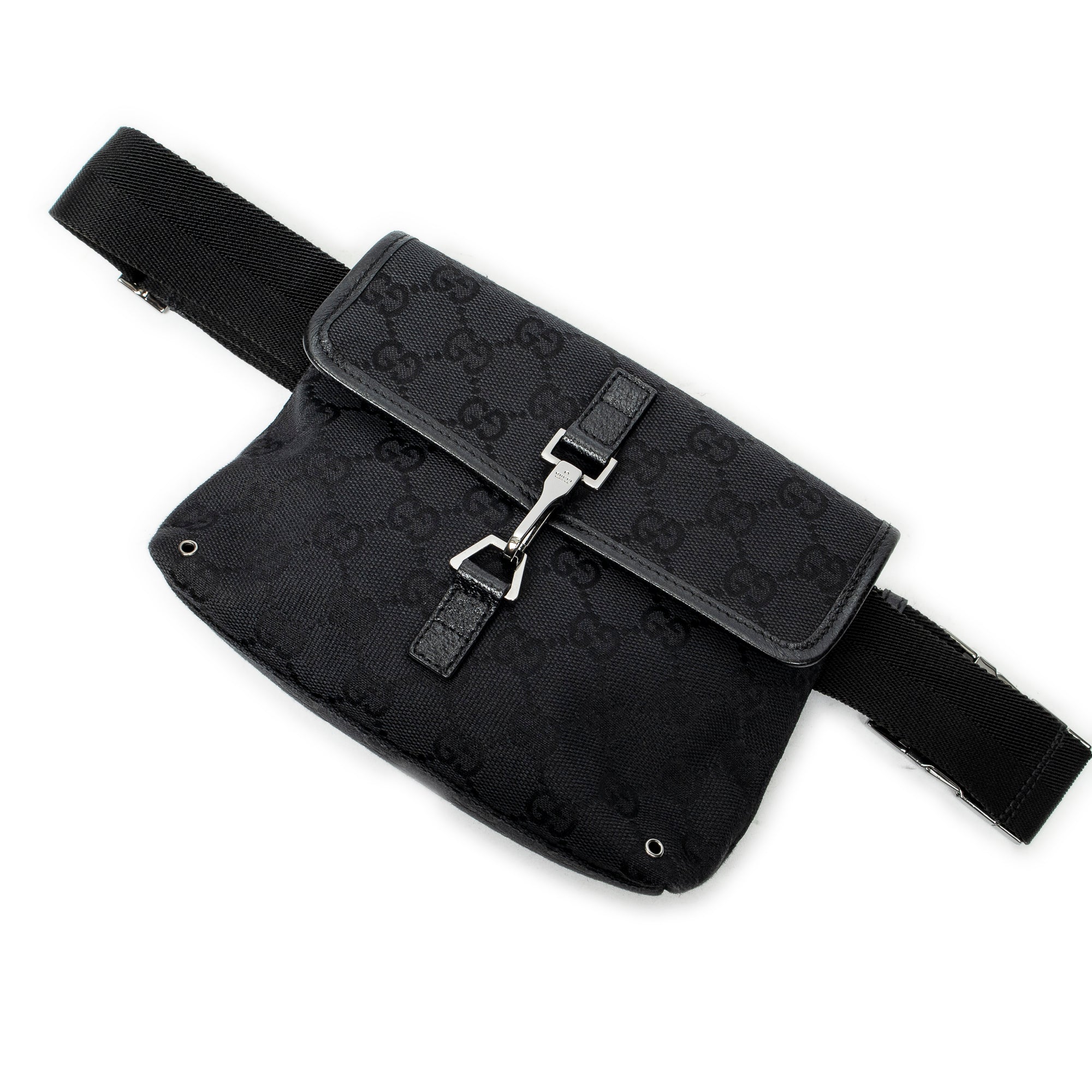 Waist Bag Small Waist Pouch Black Monogrammed Canvas