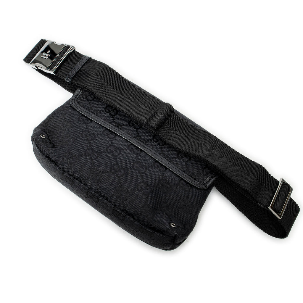 Waist Bag Small Waist Pouch Black Monogrammed Canvas