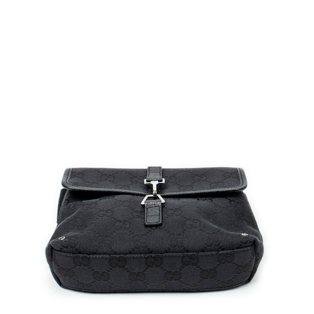 Waist Bag Small Waist Pouch Black Monogrammed Canvas