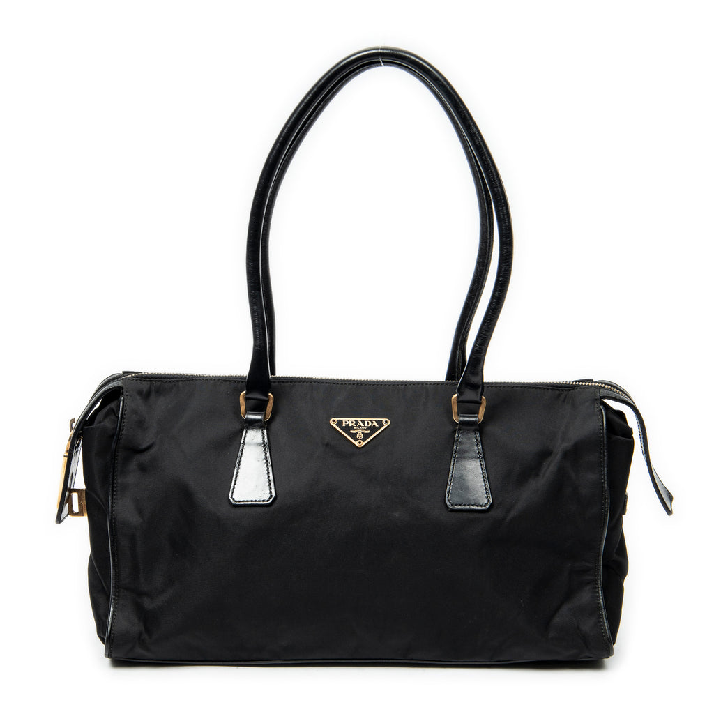 Shoulder Bag Horizontal Boston Black Nylon Canvas