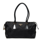 Shoulder Bag Horizontal Boston Black Nylon Canvas
