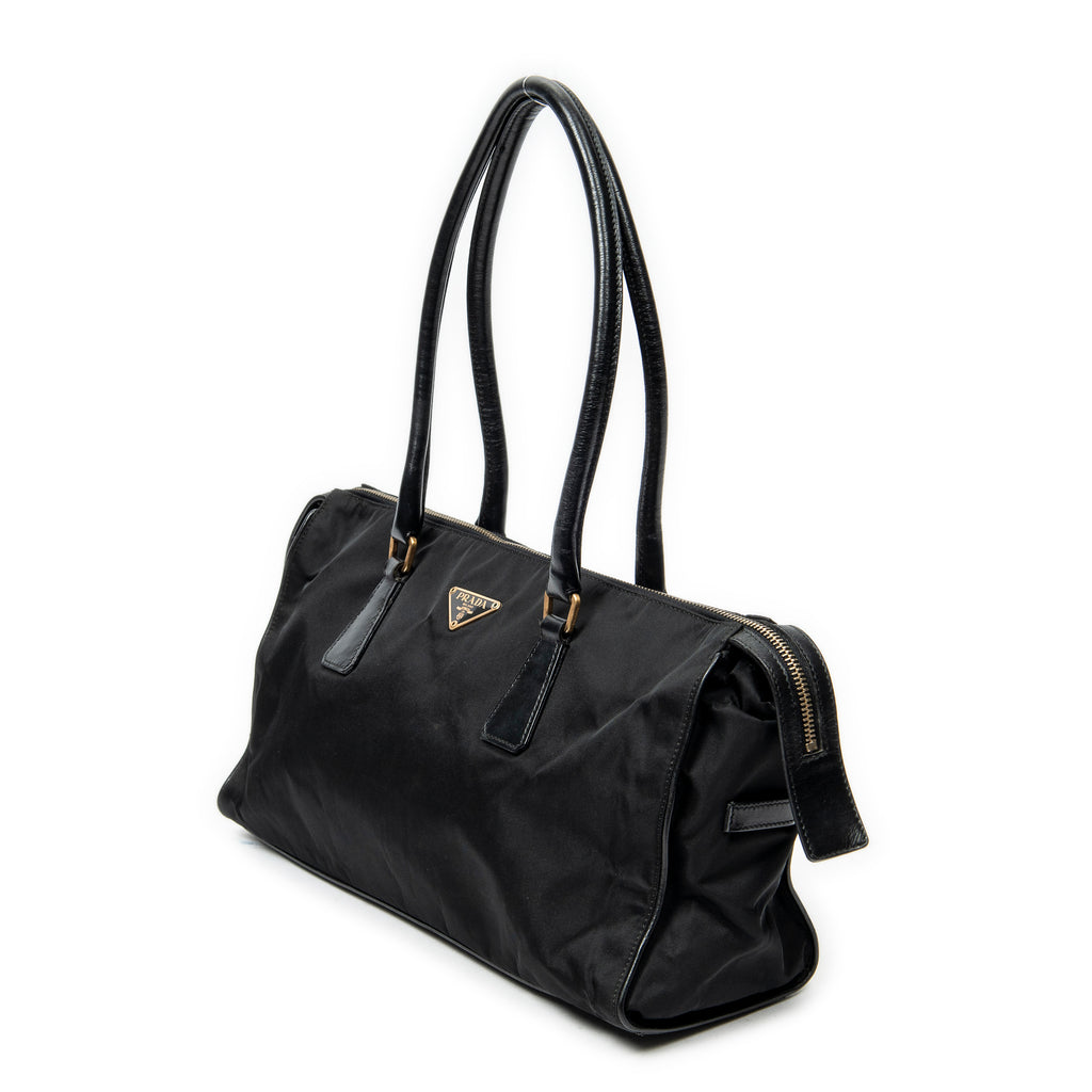 Shoulder Bag Horizontal Boston Black Nylon Canvas