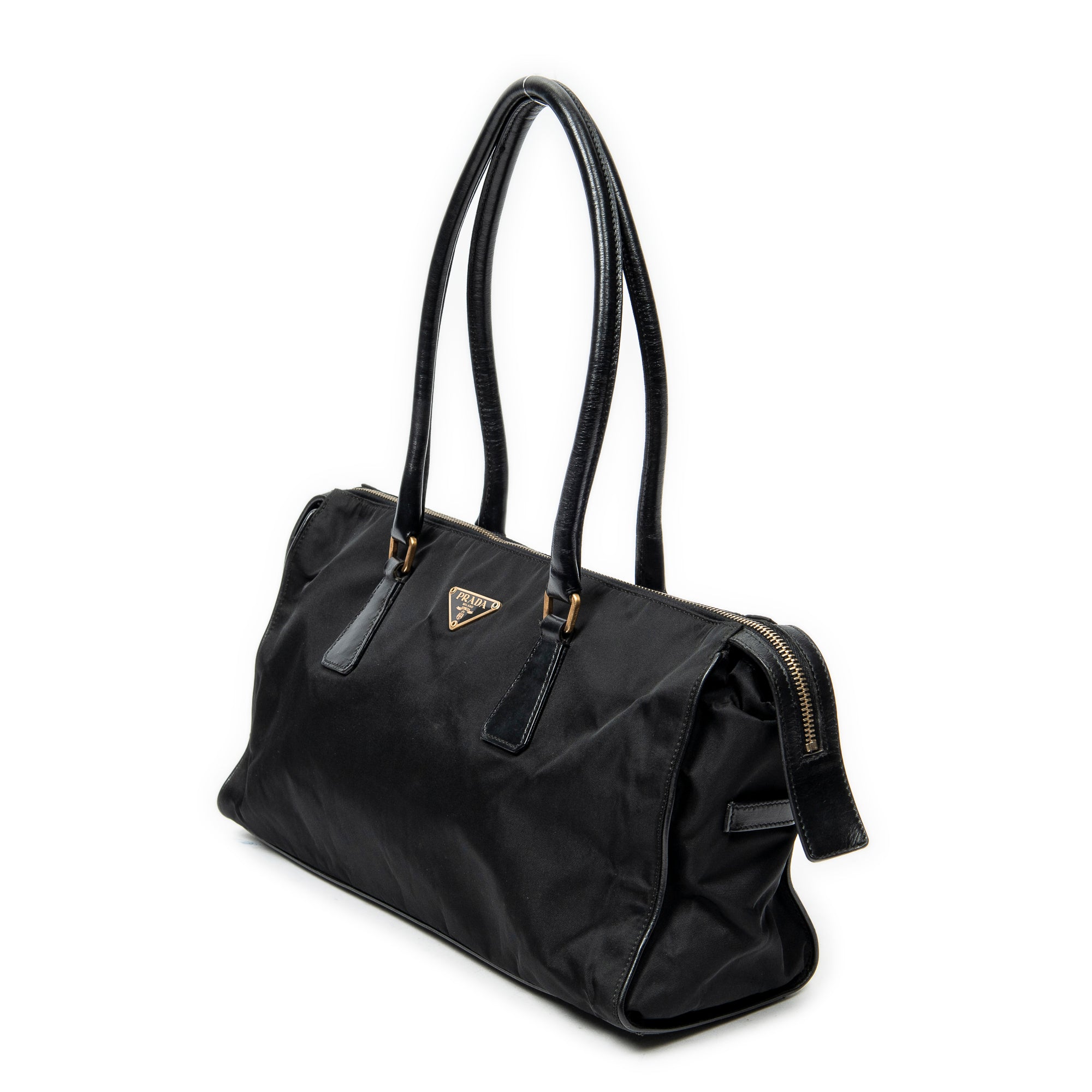 Shoulder Bag Horizontal Boston Black Nylon Canvas