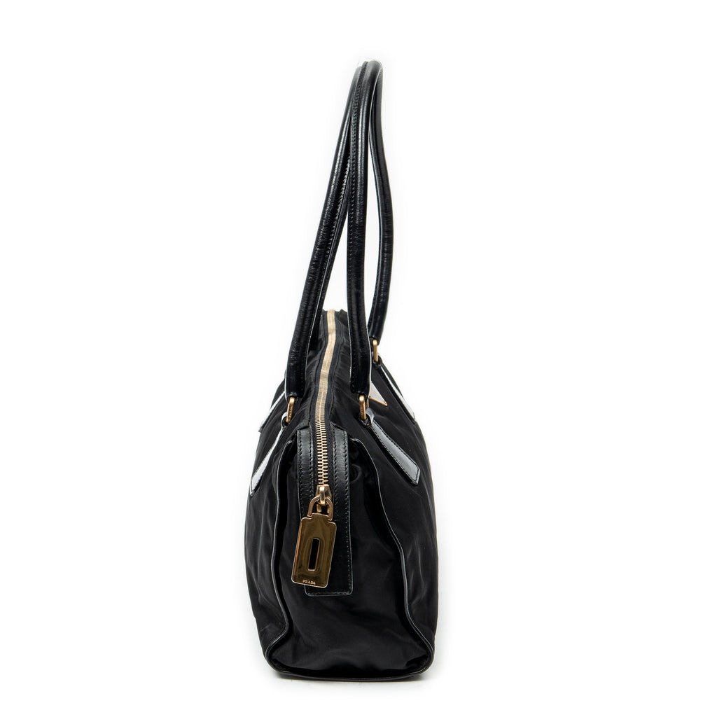 Shoulder Bag Horizontal Boston Black Nylon Canvas