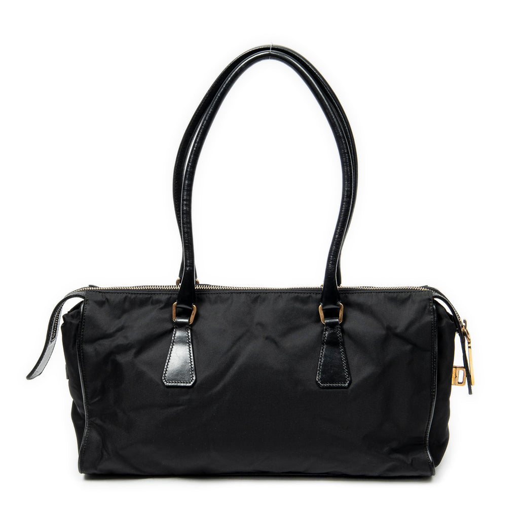 Shoulder Bag Horizontal Boston Black Nylon Canvas
