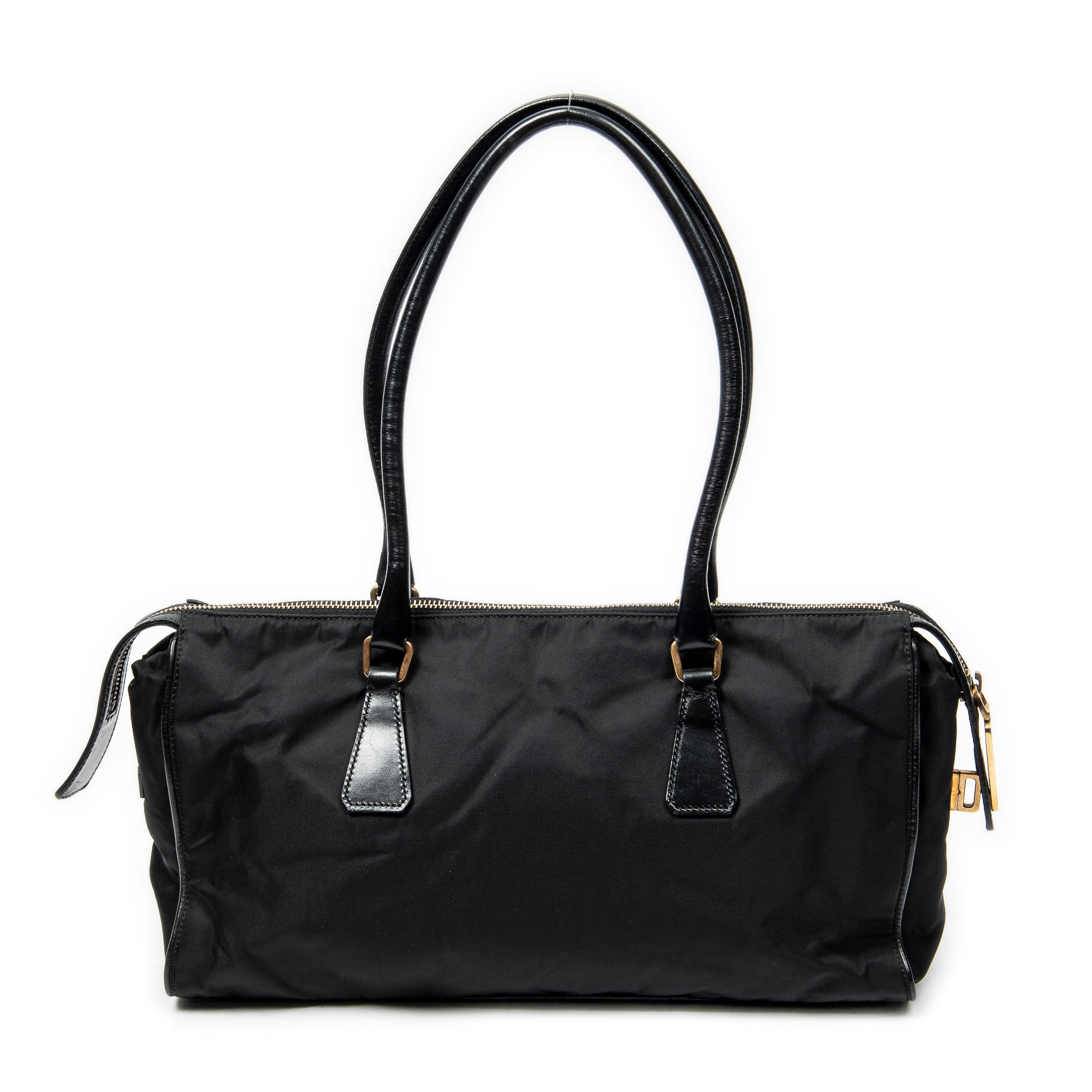 Shoulder Bag Horizontal Boston Black Nylon Canvas