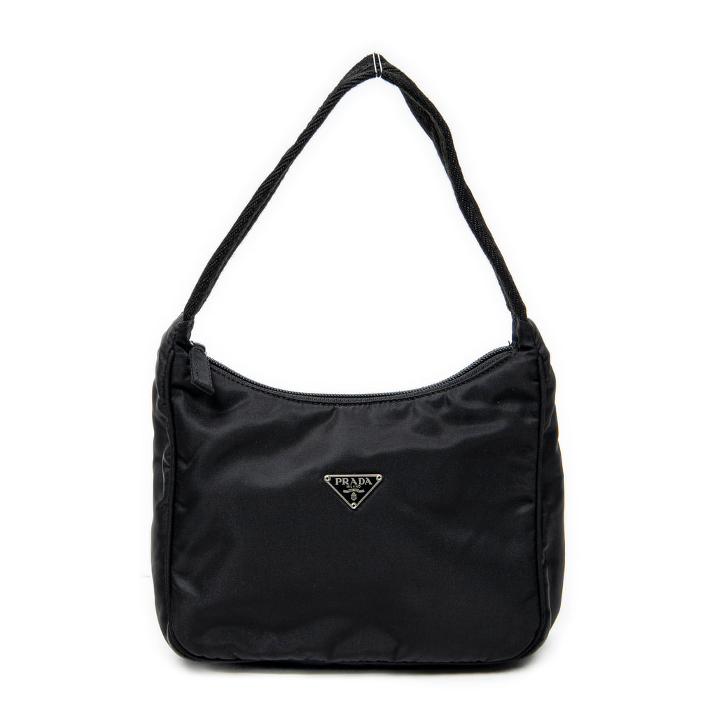 Bolso de hombro mini Zip Hobo lona de nylon negra