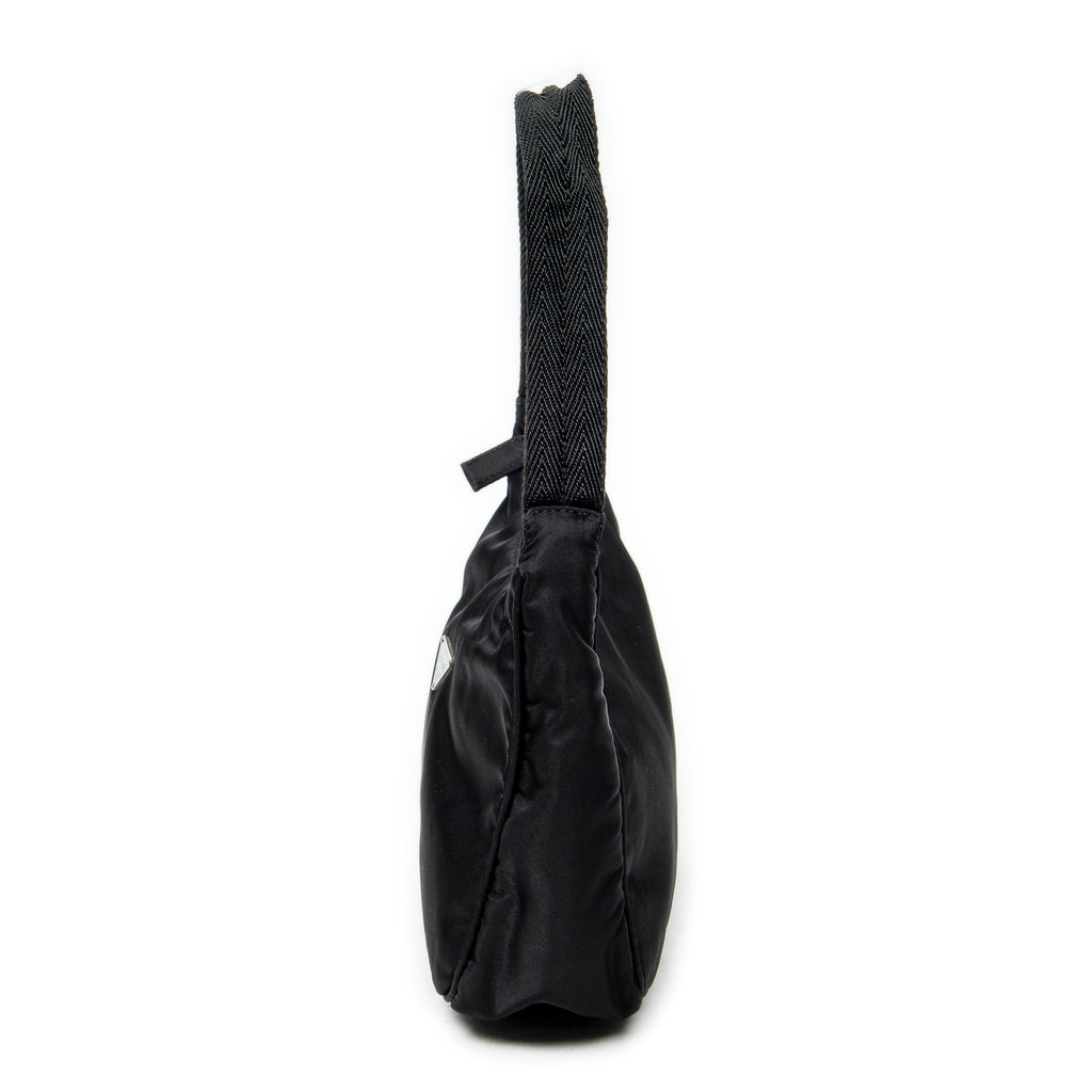 Bolso de hombro mini Zip Hobo lona de nylon negra
