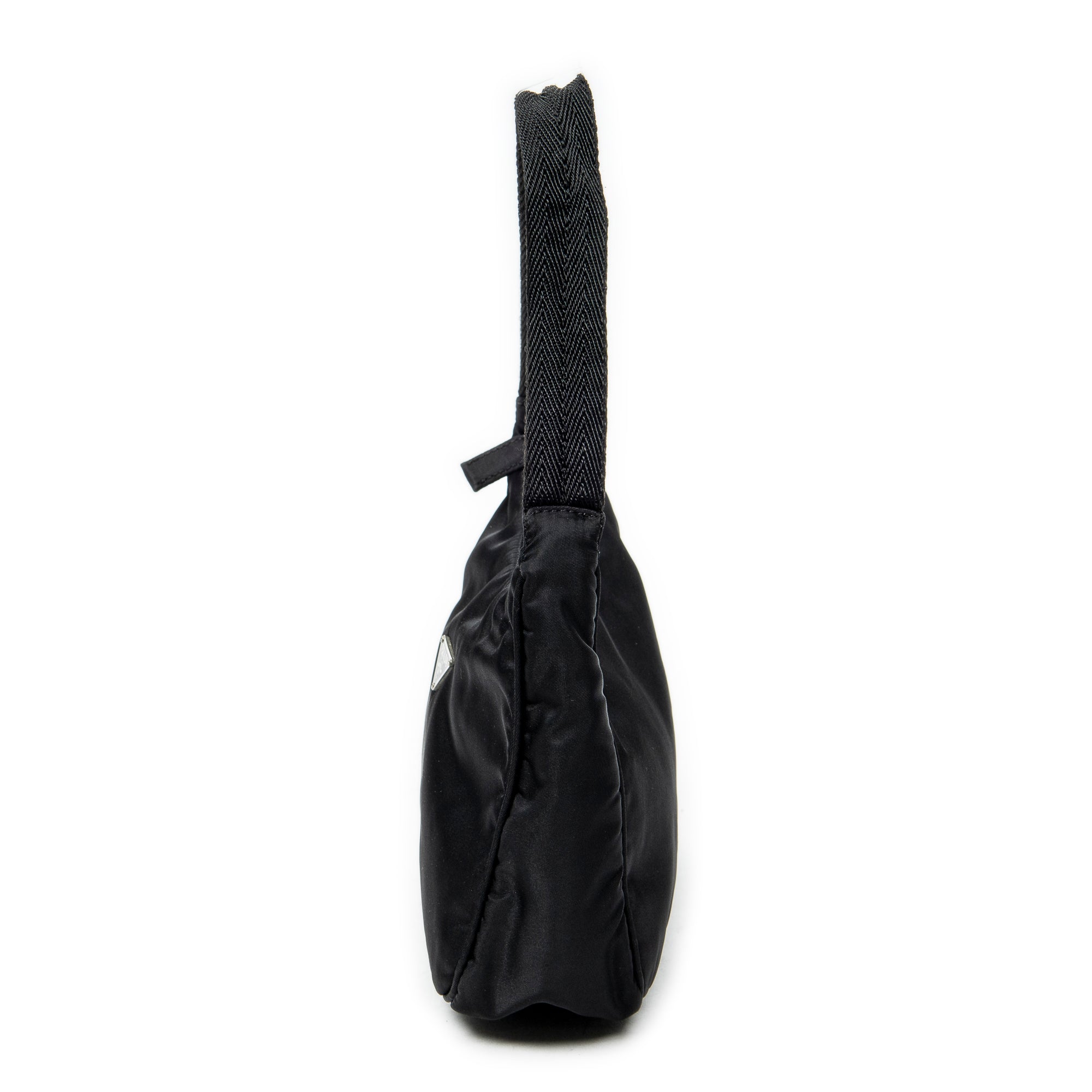 Bolso de hombro mini Zip Hobo lona de nylon negra