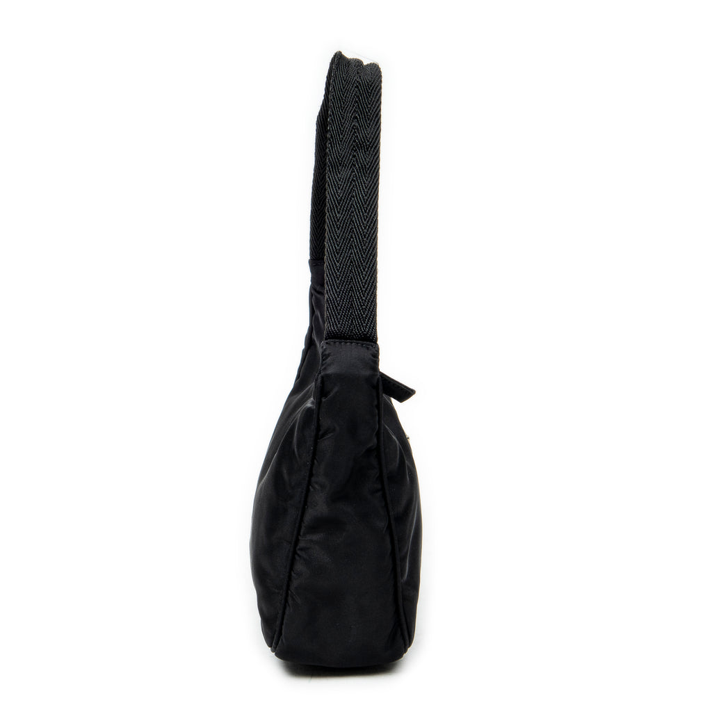 Bolso de hombro mini Zip Hobo lona de nylon negra
