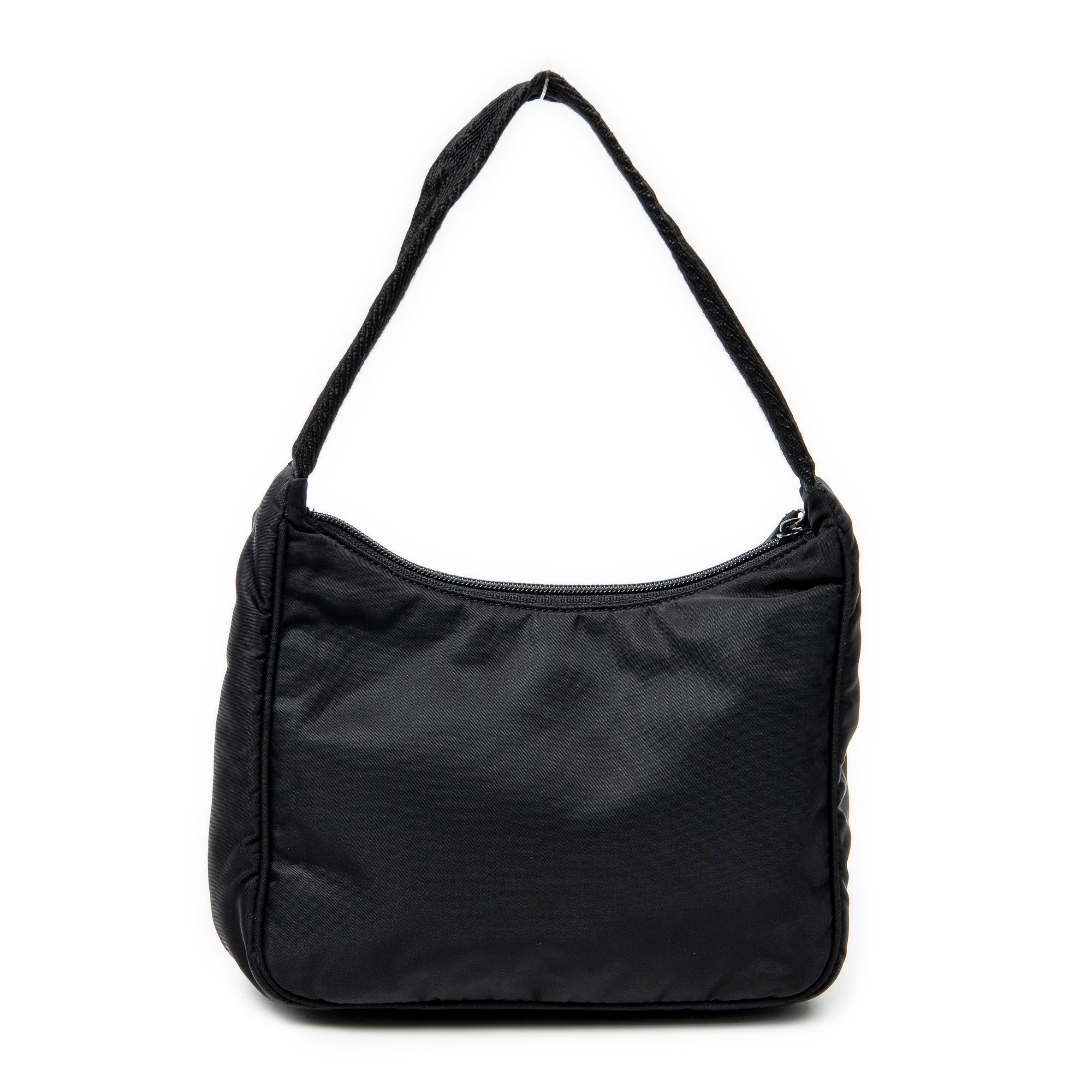 Bolso de hombro mini Zip Hobo lona de nylon negra
