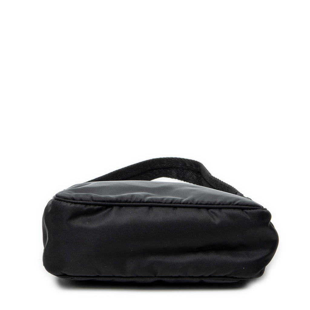 Bolso de hombro mini Zip Hobo lona de nylon negra