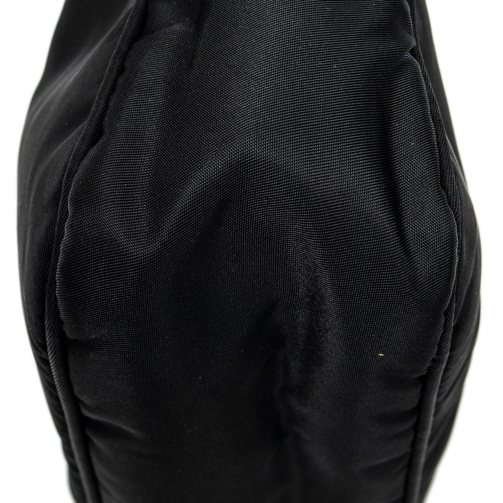 Bolso de hombro mini Zip Hobo lona de nylon negra