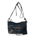 Shoulder Bag Metallic Edge Hip Crossbody Navy Grained Calfskin Leather