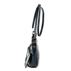 Shoulder Bag Metallic Edge Hip Crossbody Navy Grained Calfskin Leather