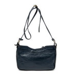 Shoulder Bag Metallic Edge Hip Crossbody Navy Grained Calfskin Leather