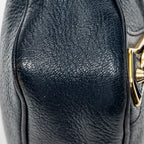 Shoulder Bag Metallic Edge Hip Crossbody Navy Grained Calfskin Leather