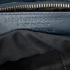 Shoulder Bag Metallic Edge Hip Crossbody Navy Grained Calfskin Leather