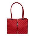 Bolso de hombro cuadrado Jackie Tote lona roja con monograma