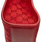 Bolso de hombro cuadrado Jackie Tote lona roja con monograma