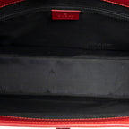 Bolso de hombro cuadrado Jackie Tote lona roja con monograma