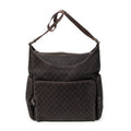 Shoulder Bag Large Front Pocket Messenger Dark Brown Monogrammed Denim Canvas