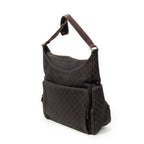 Shoulder Bag Large Front Pocket Messenger Dark Brown Monogrammed Denim Canvas