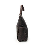 Shoulder Bag Large Front Pocket Messenger Dark Brown Monogrammed Denim Canvas