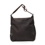 Shoulder Bag Large Front Pocket Messenger Dark Brown Monogrammed Denim Canvas