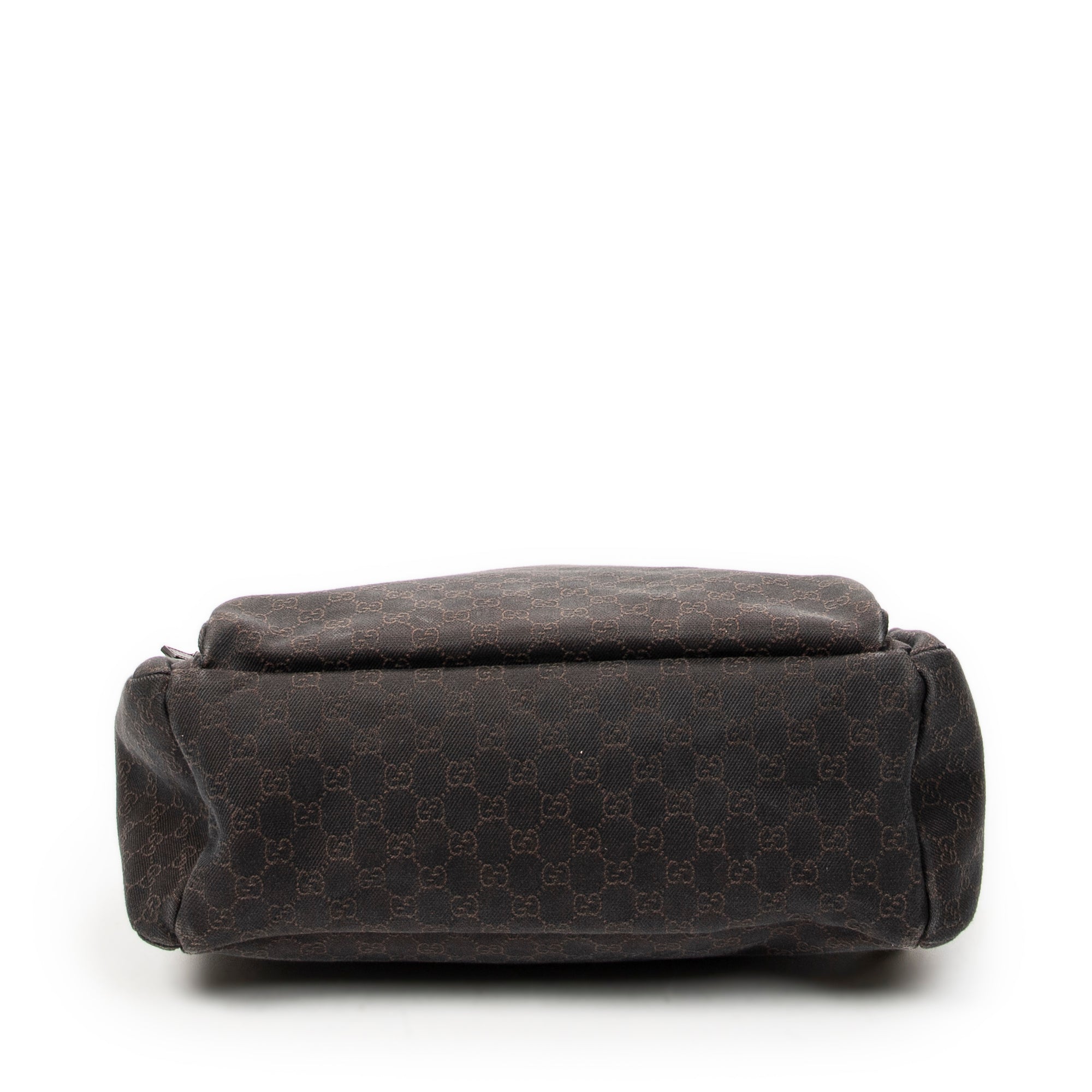 Shoulder Bag Large Front Pocket Messenger Dark Brown Monogrammed Denim Canvas