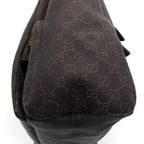Shoulder Bag Large Front Pocket Messenger Dark Brown Monogrammed Denim Canvas
