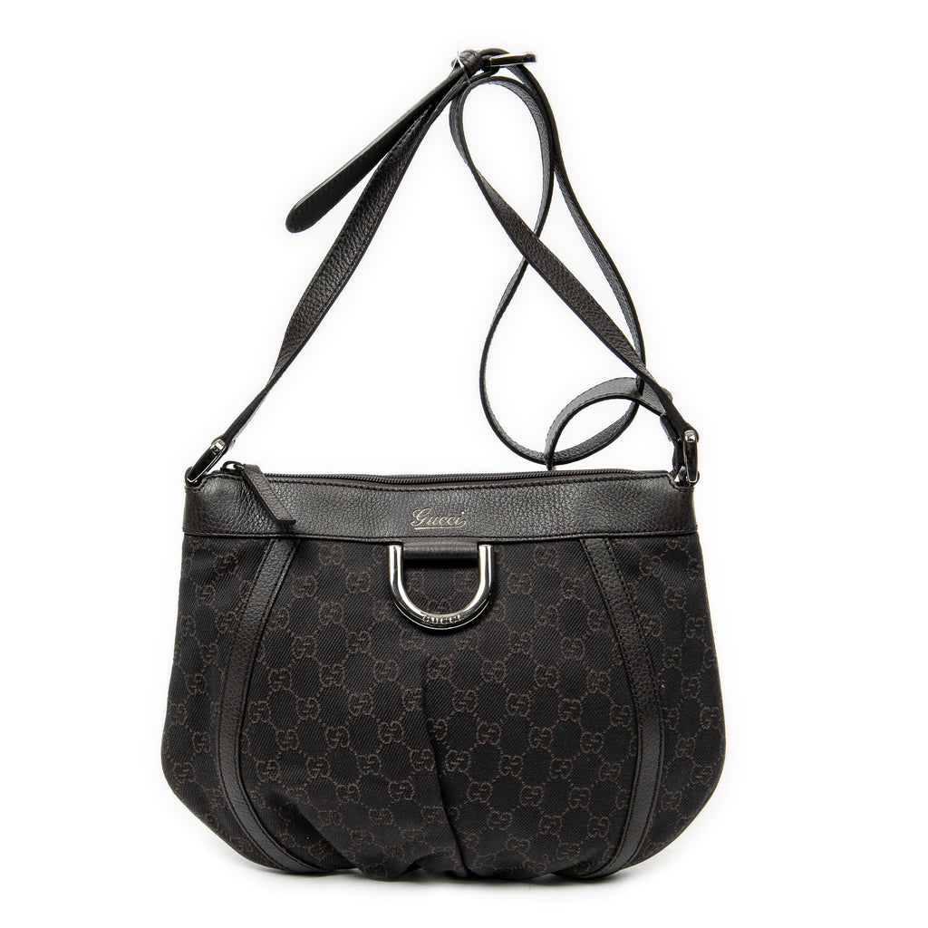 Shoulder Bag Small D-Ring Messenger Dark Brown Monogrammed Denim Canvas