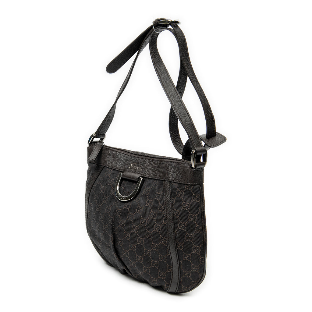 Shoulder Bag Small D-Ring Messenger Dark Brown Monogrammed Denim Canvas