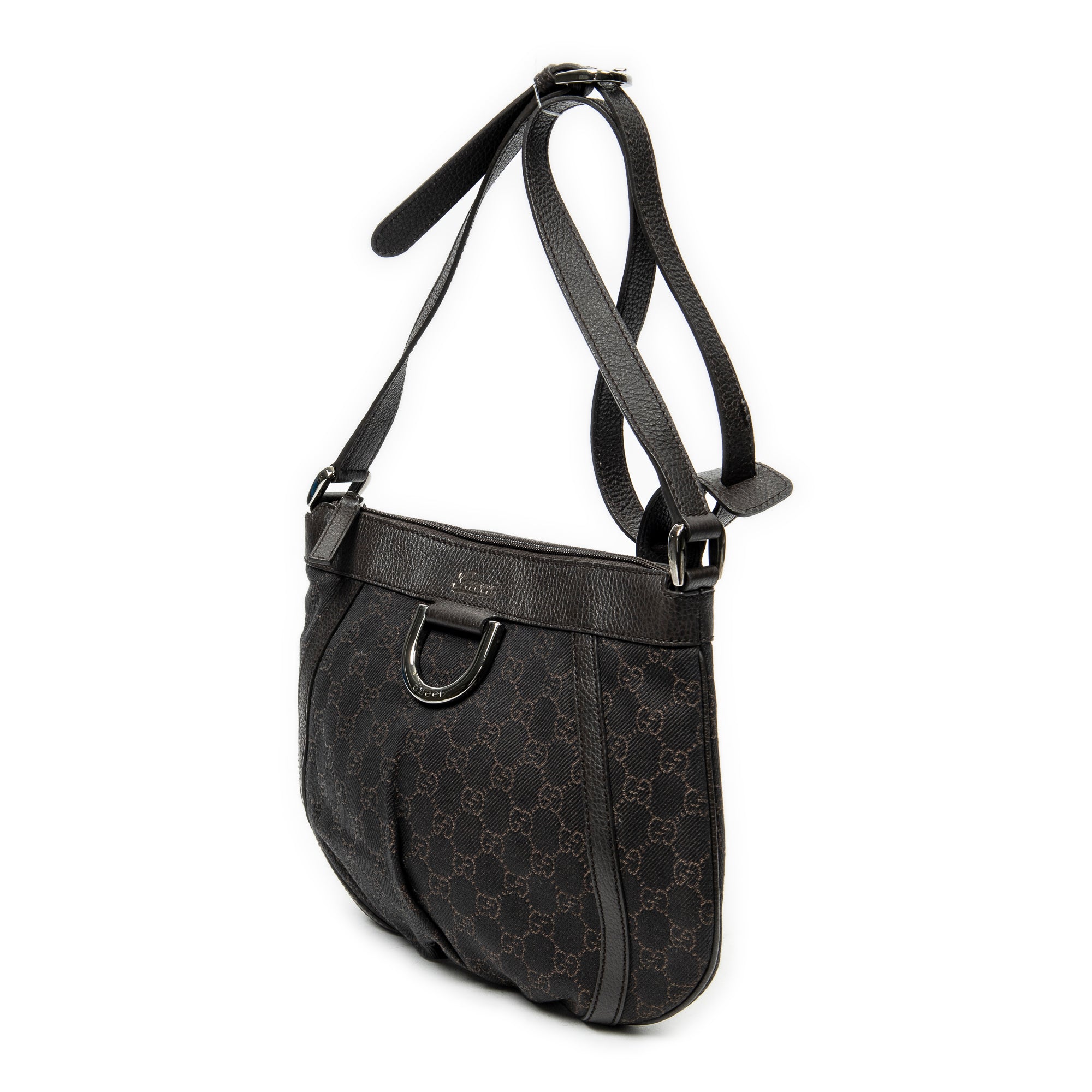 Shoulder Bag Small D-Ring Messenger Dark Brown Monogrammed Denim Canvas