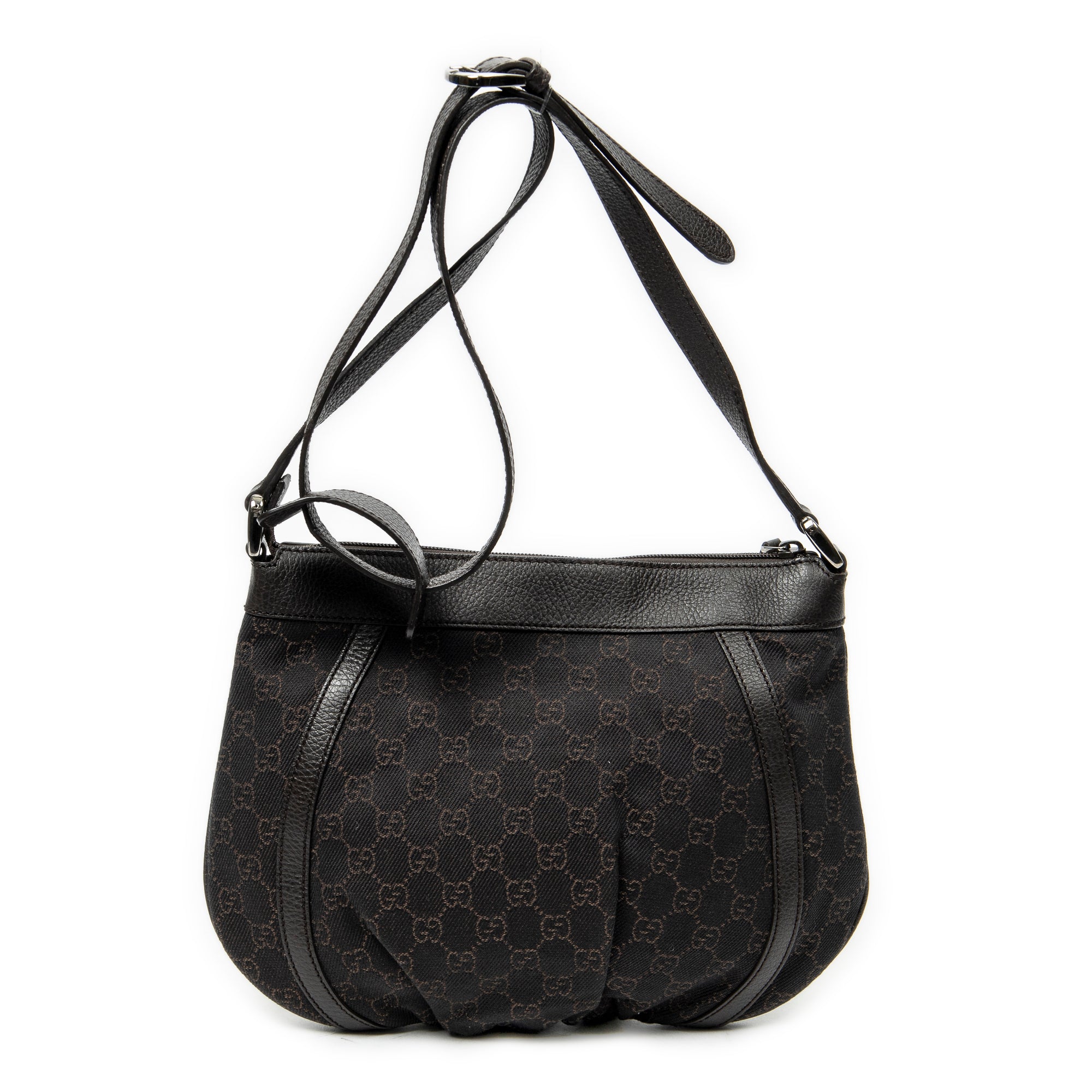 Shoulder Bag Small D-Ring Messenger Dark Brown Monogrammed Denim Canvas