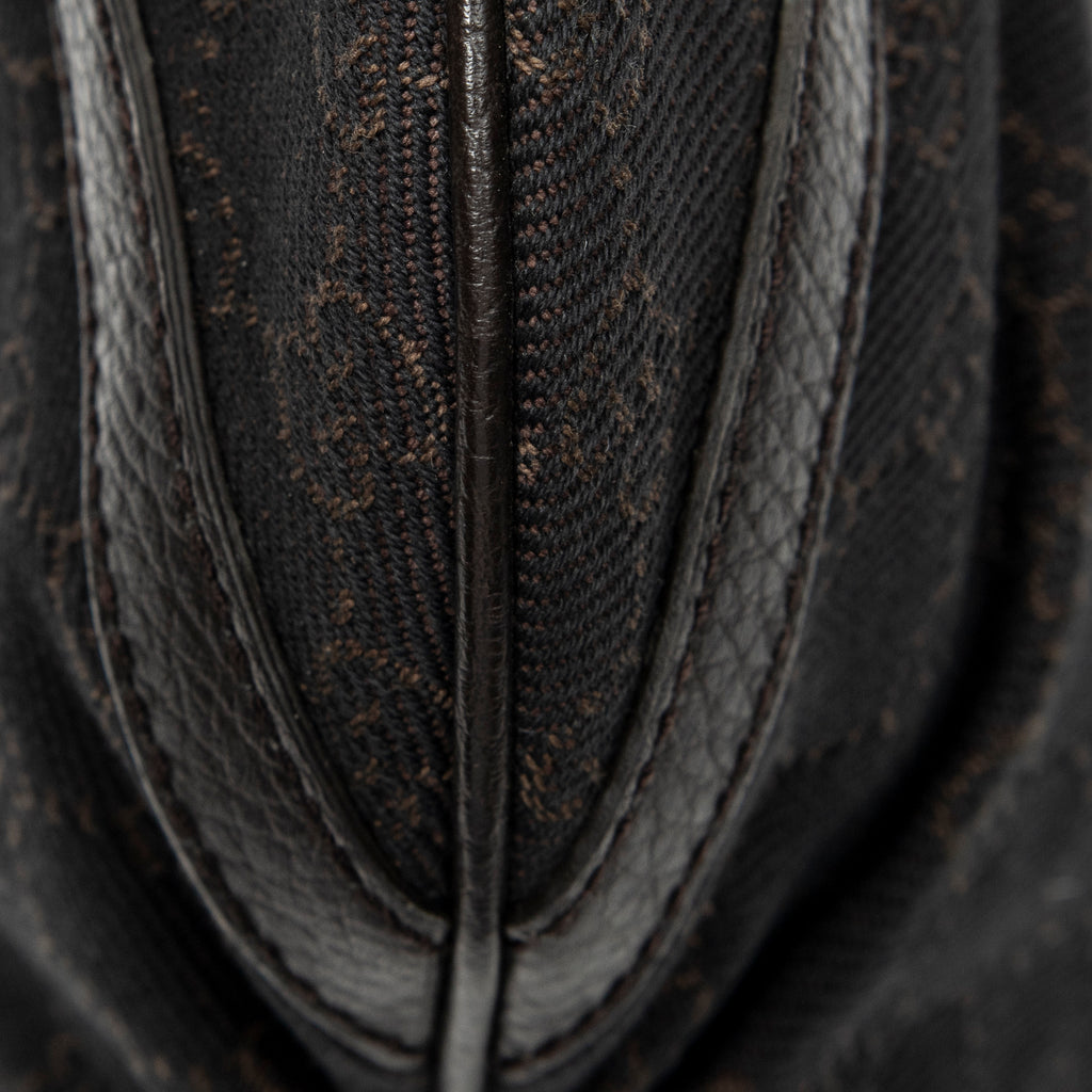 Shoulder Bag Small D-Ring Messenger Dark Brown Monogrammed Denim Canvas