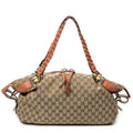 Shoulder Bag Large Bamboo Bar Boston Orange Monogrammed Canvas