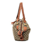 Shoulder Bag Large Bamboo Bar Boston Orange Monogrammed Canvas