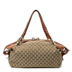 Shoulder Bag Large Bamboo Bar Boston Orange Monogrammed Canvas