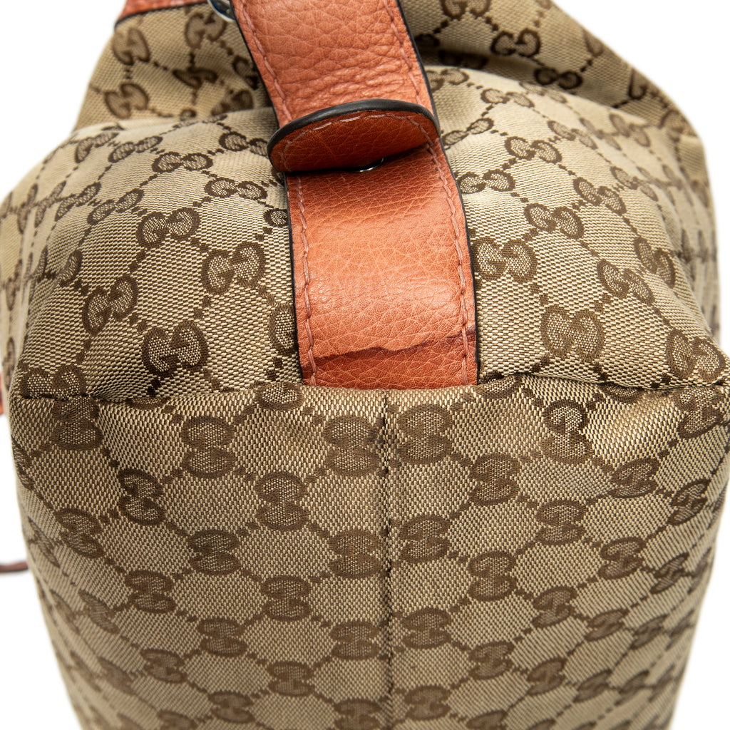 Shoulder Bag Large Bamboo Bar Boston Orange Monogrammed Canvas